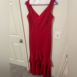 B&A by betsy and adam floor length red gown